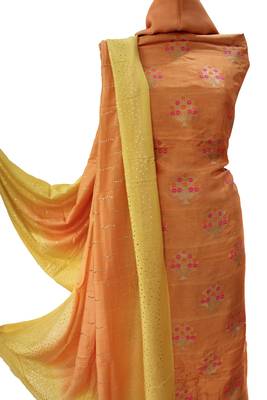 Designer Marigolds Dola Silk Banarsi Suit Fabric 2