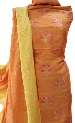 Designer Marigolds Dola Silk Banarsi Suit Fabric 3