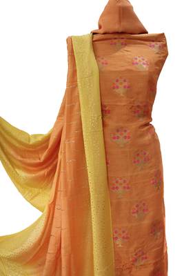 Designer Marigolds Dola Silk Banarsi Suit Fabric 5