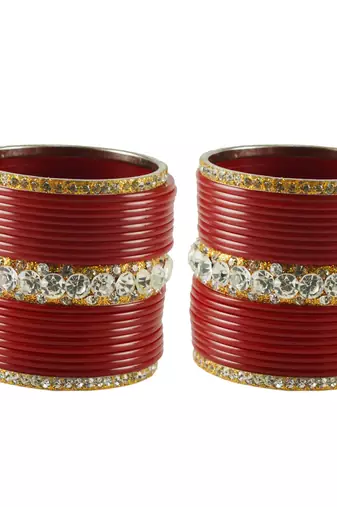Maroon Crystal Bangles And Bracelets
