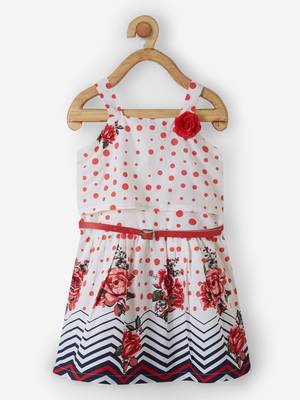 Red printed cotton kids-frocks 1