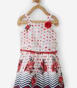 Red printed cotton kids-frocks