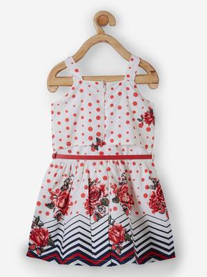 Red printed cotton kids-frocks 2