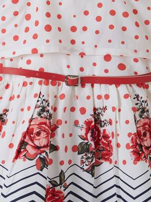 Red printed cotton kids-frocks 3