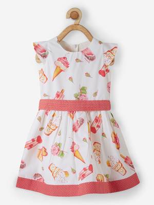 Red printed cotton kids-frocks 1