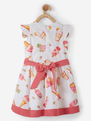 Red printed cotton kids-frocks 2