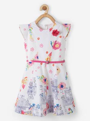 Pink printed cotton kids-frocks 1