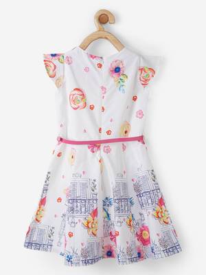 Pink printed cotton kids-frocks 2