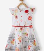 Red printed cotton kids-frocks