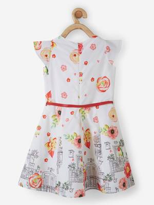 Red printed cotton kids-frocks 2