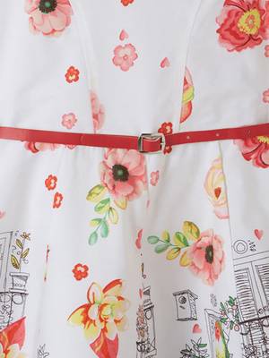 Red printed cotton kids-frocks 3