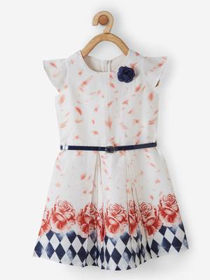 Orange printed cotton kids-frocks 1