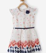 Orange printed cotton kids-frocks