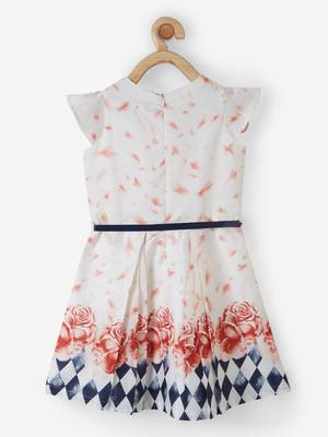 Orange printed cotton kids-frocks 2
