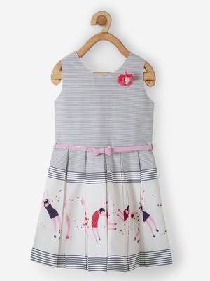 Pink printed cotton kids-frocks 1