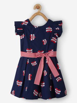 Blue printed cotton kids-frocks 1