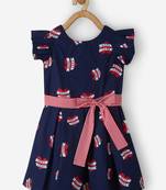 Blue printed cotton kids-frocks