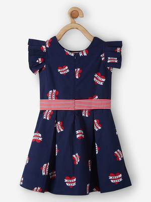 Blue printed cotton kids-frocks 2