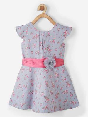 Pink printed cotton kids-frocks 1