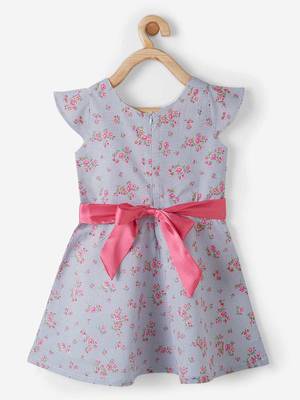 Pink printed cotton kids-frocks 2