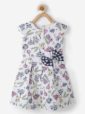 Pink printed cotton kids-frocks 1