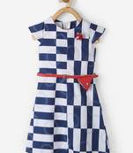 Blue printed cotton kids-frocks