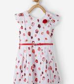 Red printed cotton kids-frocks