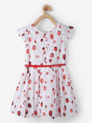 Red printed cotton kids-frocks 2