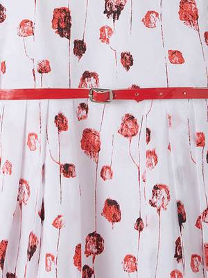 Red printed cotton kids-frocks 3