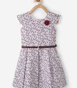 Brown printed cotton kids-frocks