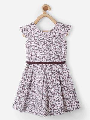 Brown printed cotton kids-frocks 2