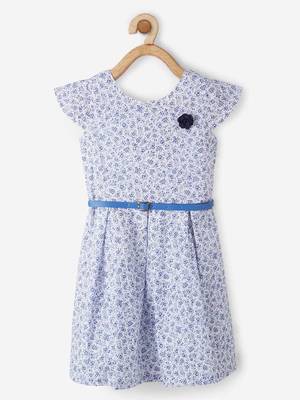 Blue printed cotton kids-frocks 1