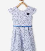Blue printed cotton kids-frocks