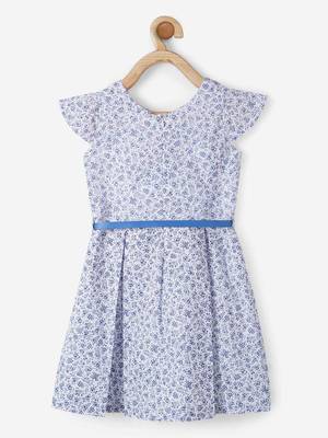 Blue printed cotton kids-frocks 2
