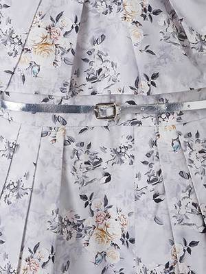 Grey printed cotton kids-frocks 3