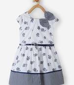 White printed cotton kids-frocks
