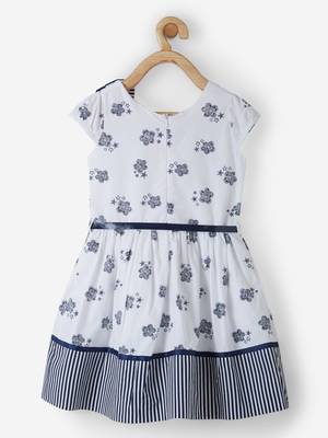 White printed cotton kids-frocks 2