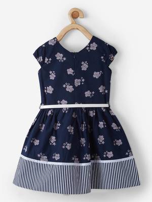 Blue printed cotton kids-frocks 2