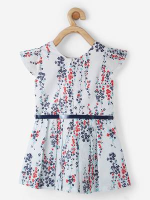 White printed cotton kids-frocks 2