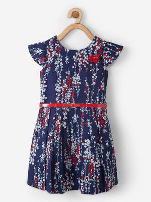 Blue printed cotton kids-frocks 1