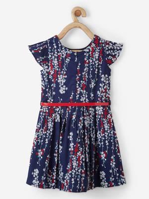 Blue printed cotton kids-frocks 2