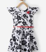 White printed cotton kids-frocks