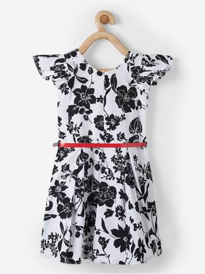 White printed cotton kids-frocks 2