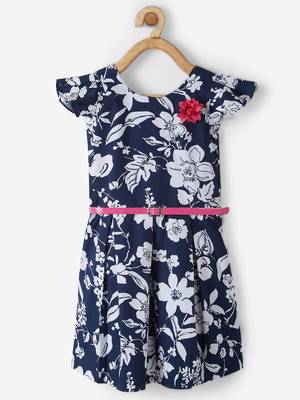 Blue printed cotton kids-frocks 1