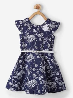 Blue printed cotton kids-frocks 1
