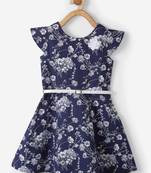 Blue printed cotton kids-frocks