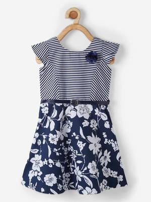 Blue printed cotton kids-frocks 1
