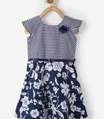 Blue printed cotton kids-frocks