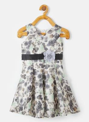 Multicolor printed linen kids-frocks 1