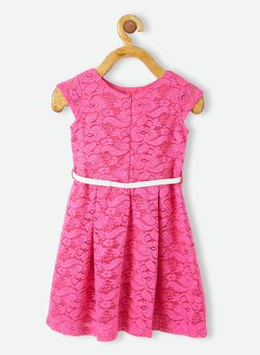 Pink printed satin kids-frocks 2